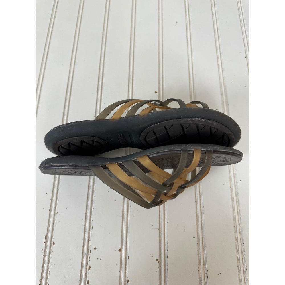 Crocs Hurache Strappy Flip Sandals Womens W8 Brown Bronze Lightweight Jelly - Picture 6 of 12